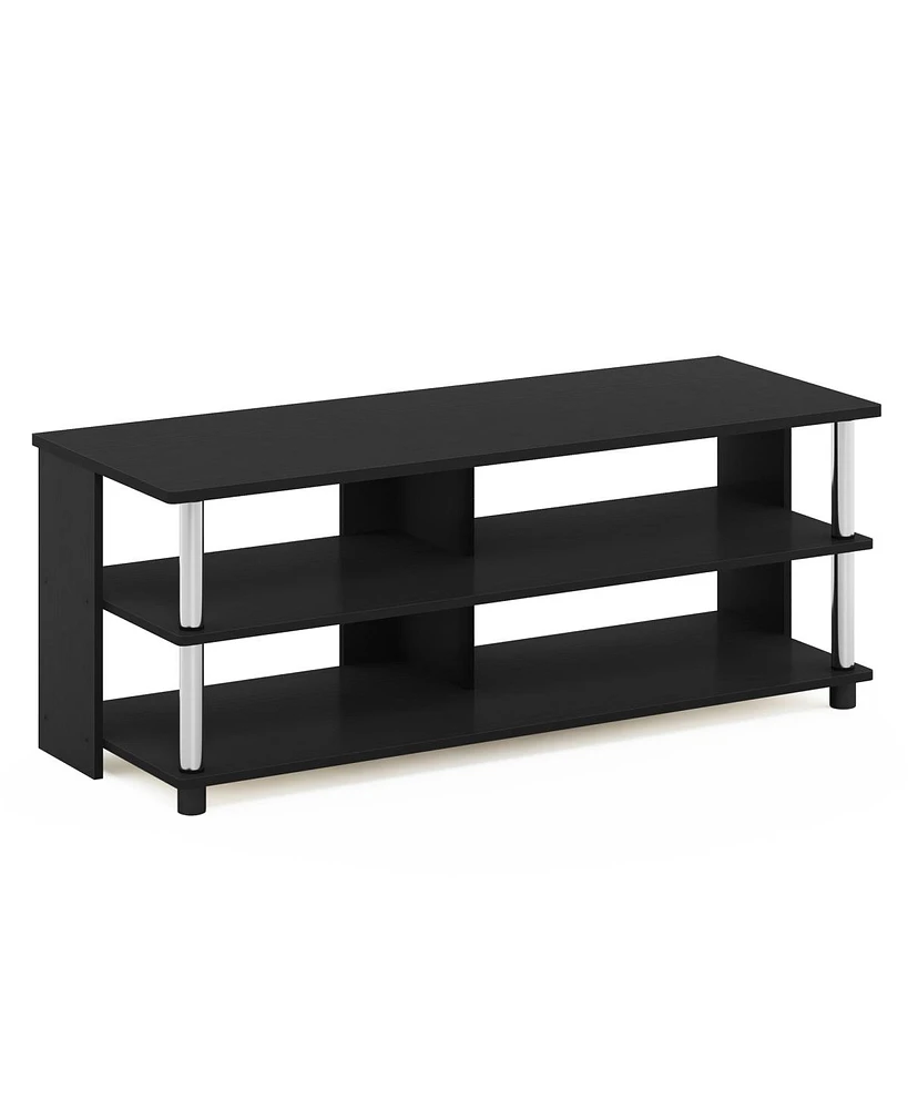 Furinno Sully 3-Tier Tv Stand for Tv up to 48 in., Americano & Stainless Steel Tubes