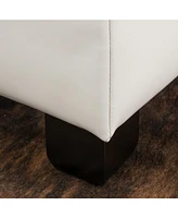 The Pop Home Faux Leather Square Storage Ottoman Bench for Living Room, Bedroom, or Entryway-The