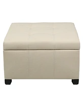 The Pop Home Faux Leather Square Storage Ottoman Bench for Living Room, Bedroom, or Entryway-The Pop Home