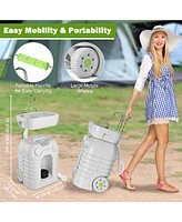 Yescom 45L Portable Camping Sink with Soap Dispenser & Towel Holder with Pump Safe Mobile Sink for Rv Travel Outdoor