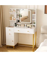 gaomon Makeup Vanity with Led Lighted Mirror & Power Outlet