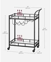 Slickblue Home Bar Serving Cart with 2 Mirrored Shelves Elegant for Entertaining and Storage