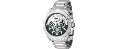 Invicta Men's 47937 Nfl Philadelphia Eagles Quartz Multifunction Silver, Blue Dial Watch