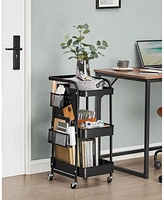 Slickblue 3-Tier Rolling Storage Cart Utility with Metal Mesh Shelves for Home or Office Organization