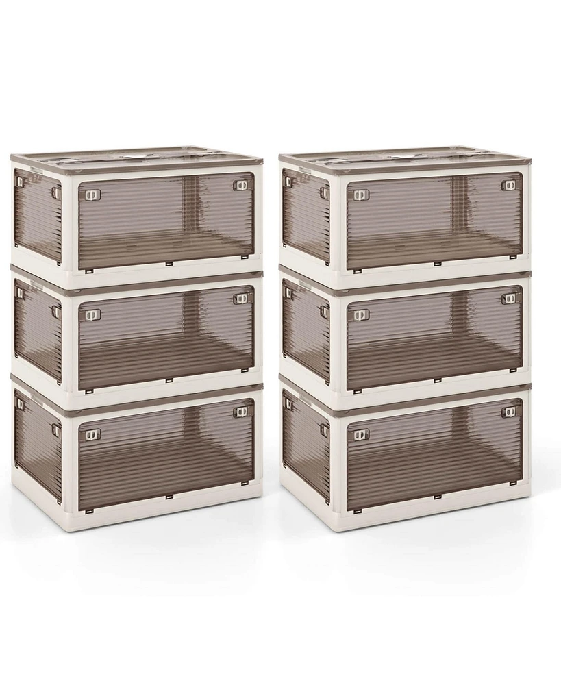 Costway 6 Pack Stackable Storage Bins with Lids 54 Gallon Collapsible Plastic Container Box