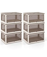 Costway Pack Stackable Storage Bins with Lids Gallon Collapsible Plastic Container Box