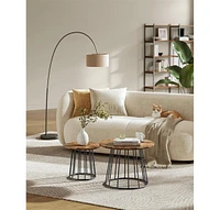 Slickblue Round Coffee Tables Set of 2 – Modern Circle Side Tables with Steel Frame, Rustic Brown for Living Room & Bedroom