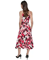 Karl Lagerfeld Paris Women's Geo-Print Sleeveless Midi Dress