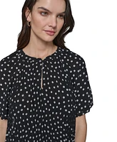 Karl Lagerfeld Paris Women's Printed Chiffon Pleated Top