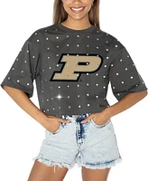 Gameday Couture Women's Gray Purdue Boilermakers Go Time Rhinestone Crop T-Shirt