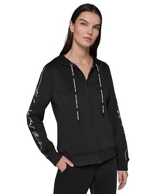 Karl Lagerfeld Paris Women's Script-Logo Full-Zip Hoodie