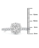 Diamond Cluster Engagement Ring (1 ct. t.w) in 14k White Gold