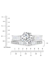 Cubic Zirconia Round & Baguette Bridal Set Sterling Silver