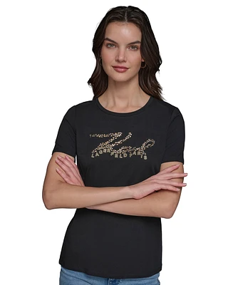 Karl Lagerfeld Paris Women's Embellished Script Logo T-Shirt