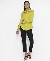 Dkny Petite Chiffon Yoke Button-Front Shirt