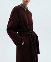 Mango Women's Detachable Scarf Wool Coat