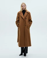 Mango Women's Belted Woolen Coat