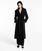 Mango Women's Detachable Collar Manteco Wool Coat