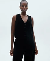 Mango Women's Cropped Velvet Vest