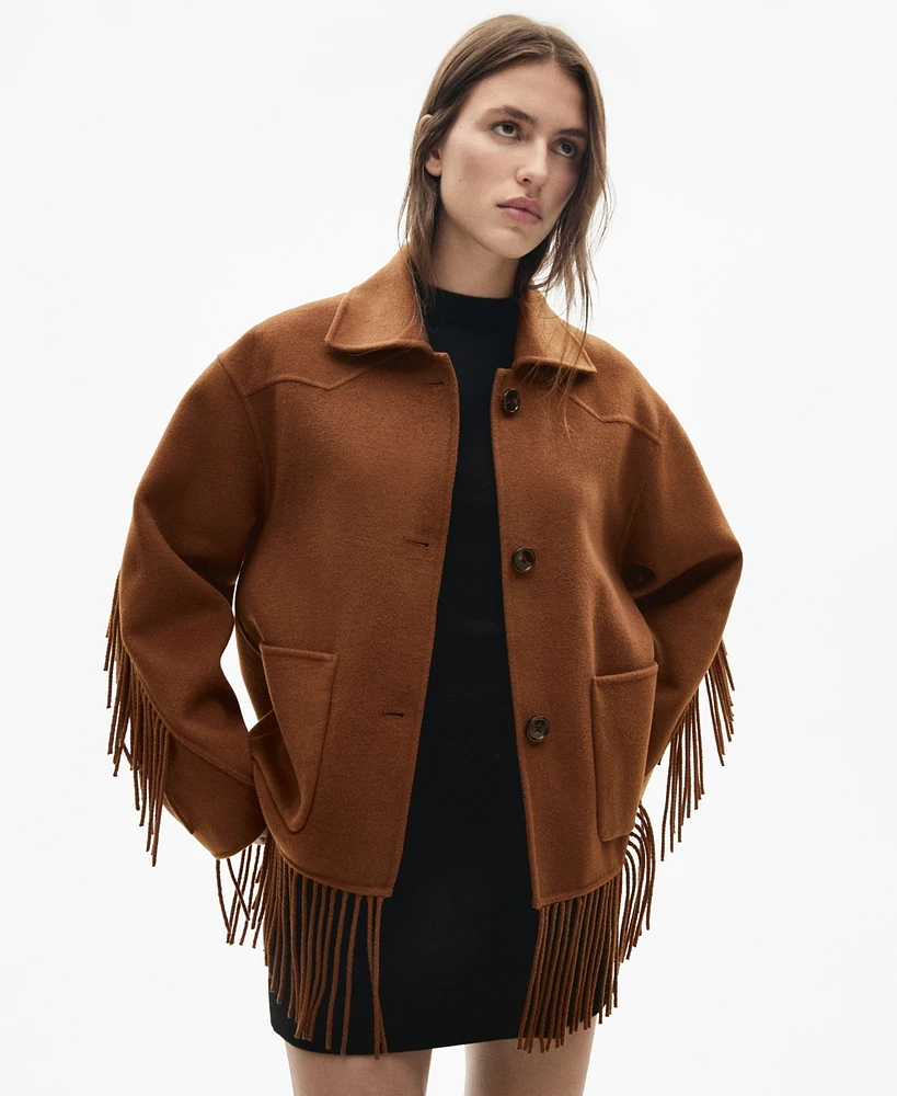 Mango Women's Fringed Wool-Blend Jacket