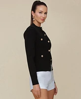 Avec Les Filles Women's Button-Front Rib-Knit Cardigan