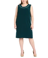 R & M Richards Plus Rhinestone-Trim Jacket Sheath Dress