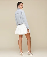 Avec Les Filles Women's Tiered Full Mini Skirt