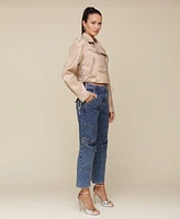 Avec Les Filles Women's High-Rise Straight-Leg Cargo Jeans