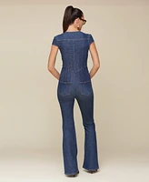 Avec Les Filles Women's Sweetheart-Neck Corset Zip-Up Jumpsuit