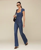 Avec Les Filles Women's Sweetheart-Neck Corset Zip-Up Jumpsuit