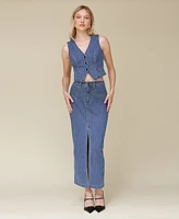 Avec Les Filles Women's Tailored Fitted Button-Front Vest