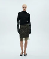 Mango Women's Organza Snake Skirt