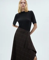 Mango Women's Checked Asymmetric Skirt