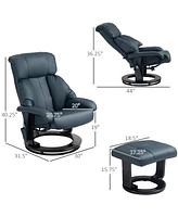 Homcom Massage Recliner Chair with Footstool, 360° Swivel Recliner,