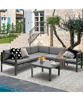 Gouun 3 Pieces Aluminum Patio Furniture Set with 6-Level Adjustable Backrest