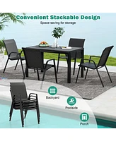 Gymax 4PCS Stackable Patio Rattan Dining Chairs Space-Saving Outdoor Chair Set