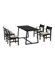 Gouun 4-Person Dining Table Set with Chairs and Bench-Irregular Design-4