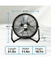 Hurricane Pro Series 16" High Velocity Heavy Duty Metal Orbital Floor Fan, Black