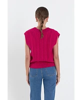 English Factory Women's Cable Knit Vest