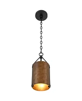 Possini Euro Design Julian 6" Farmhouse Rustic Industrial Pendant Ceiling Light Fixture Dining Room Over Table Kitchen Island Foyer Drum Hanging Black