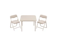 gaomon Boys and Girls Folding Table and Chairs Set of 3, Portable Table and Chair with Pu Soft Cushion, No Installation Required, Suitable for Eating