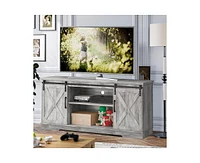 gaomon Farmhouse Tv Stand for 65 Inch Tv Entertainment Center Tv Media Console Cabinet, Tv Stand with Storage, Barn Doors and Shelves