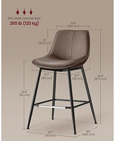 Slickblue Bar Stools Counter Height with Back, Ergonomic Backrest, Synthetic Leather and Metal Legs (Set of 2)