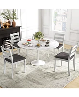 Gouun Set of 2 Rubber Wood Dining Chairs with Upholstered Seat