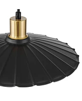 Possini Euro Design Piaza 12 1/4" Mid Century Modern Pendant Ceiling Light Fixture Dining Room Over Table Kitchen Island Foyer Hanging Flower Black Go