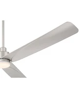 60" Sailplane Modern Industrial Indoor Outdoor Ceiling Fan 3 Blade Led Light Remote Control Silver Finish Blades Bedroom Patio Living Room Kitchen Por