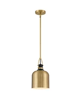 Possini Euro Design Lenoir 7 1/2" Modern Industrial Pendant Ceiling Light Fixture Dining Room Over Table Kitchen Island Foyer Hanging Round Black Brus
