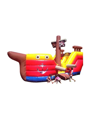 HeroKiddo15' Pirate Ship Commercial Grade Inflatable Water Slide Playset (No Blower Included), Outdoor Play Kids Party