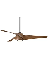 Casa Vieja 53" Grand Breeze Farmhouse Rustic Coastal Indoor Ceiling Fan 3 Blade Cct Led Remote Control Black Finish Koa Finish Blades Bedroom Living R