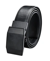 Kenneth Cole Reaction Men's Exact System Track Lock Matte Black Plaque Buckle Belt